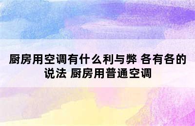 厨房用空调有什么利与弊 各有各的说法 厨房用普通空调